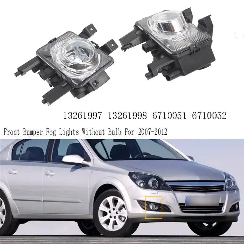 Front Bumper Fog Light Assembly 1 Pair For Opel VAUXHALL Astra H 2007-2012 No Bulb Included