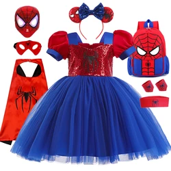 Meninas Spider Mesh Tutu Dress, Trajes do dia das crianças, Kids Cosplay Clothes, Halloween Party