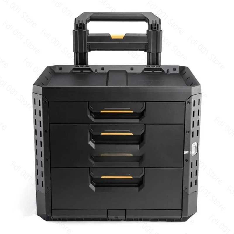 Double drawer trolley toolbox, self-locking tug boxStackable single-layer extra-large drawer wheel toolbox TB-B1-D-R93