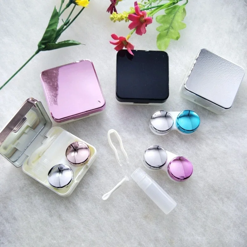 Contact Lens Case Square Travel Portable Solid Color Lens Cover Container Holder Storage Soaking Box Fashion Accessories