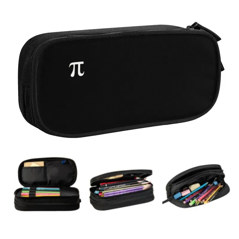 Custom Classic Math Pi Symbol Pencil Cases for Girl Boy Large Capacity Geek Science Pen Bag Box School Accessories