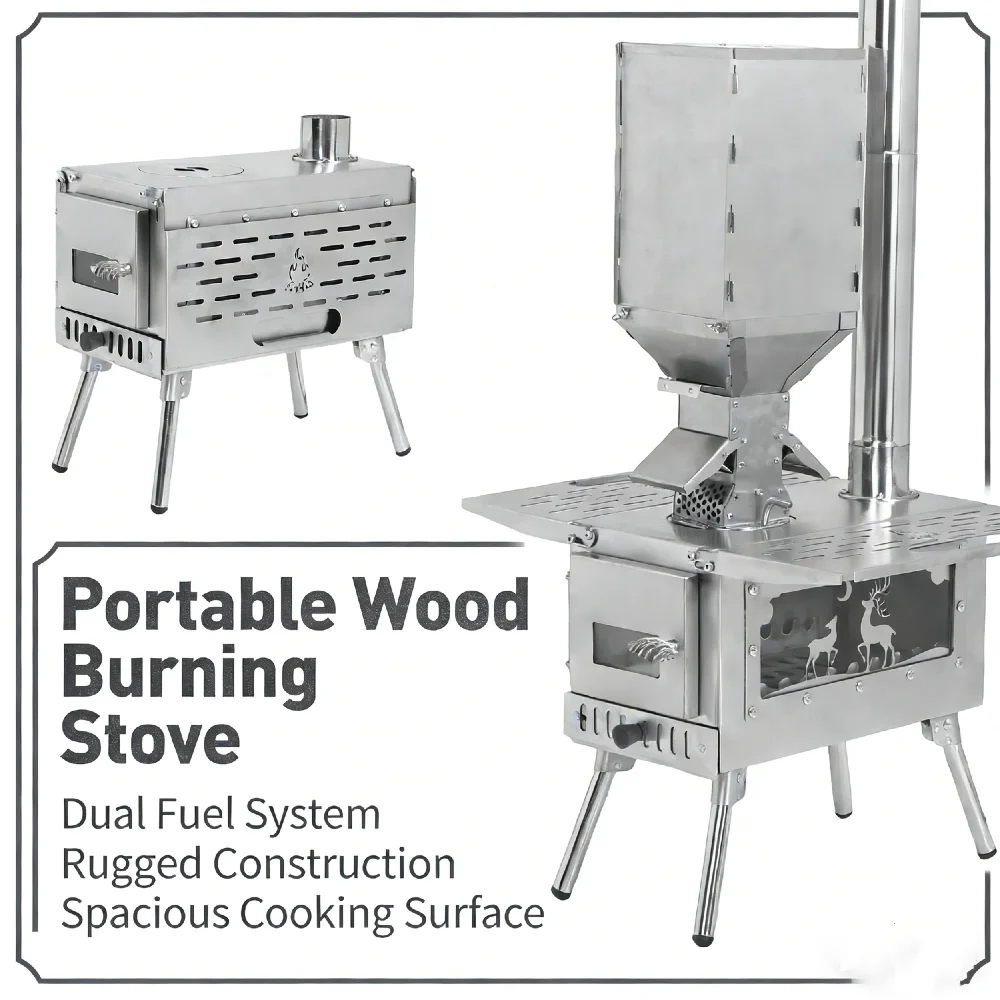 

Портативная дровяная печь с конструкцией из нержавеющей стали для отопления на открытом воздухе