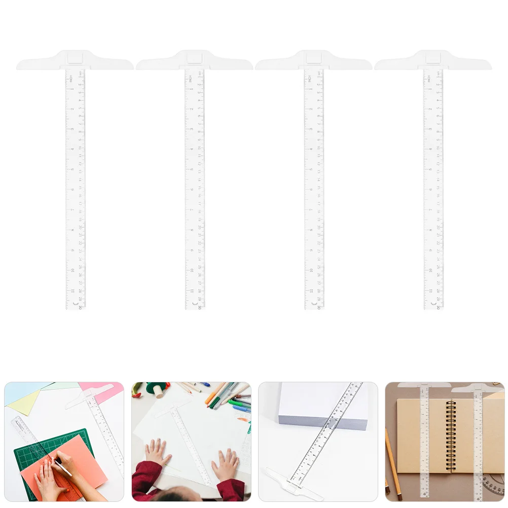 4 قطع من البلاستيك الشفاف أداة قياس احترافية للرسم وصياغة الهندسة المعمارية واللوازم الفنية