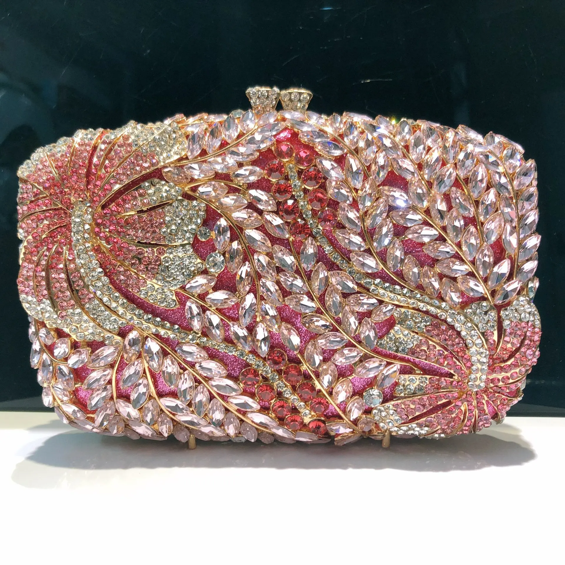 Handmade Diamond-encrusted Dinner Bag Empty Metal Hard Box Full Of Diamonds Handheld Women's Bag Stone Clutch Sac À Main De Luxe