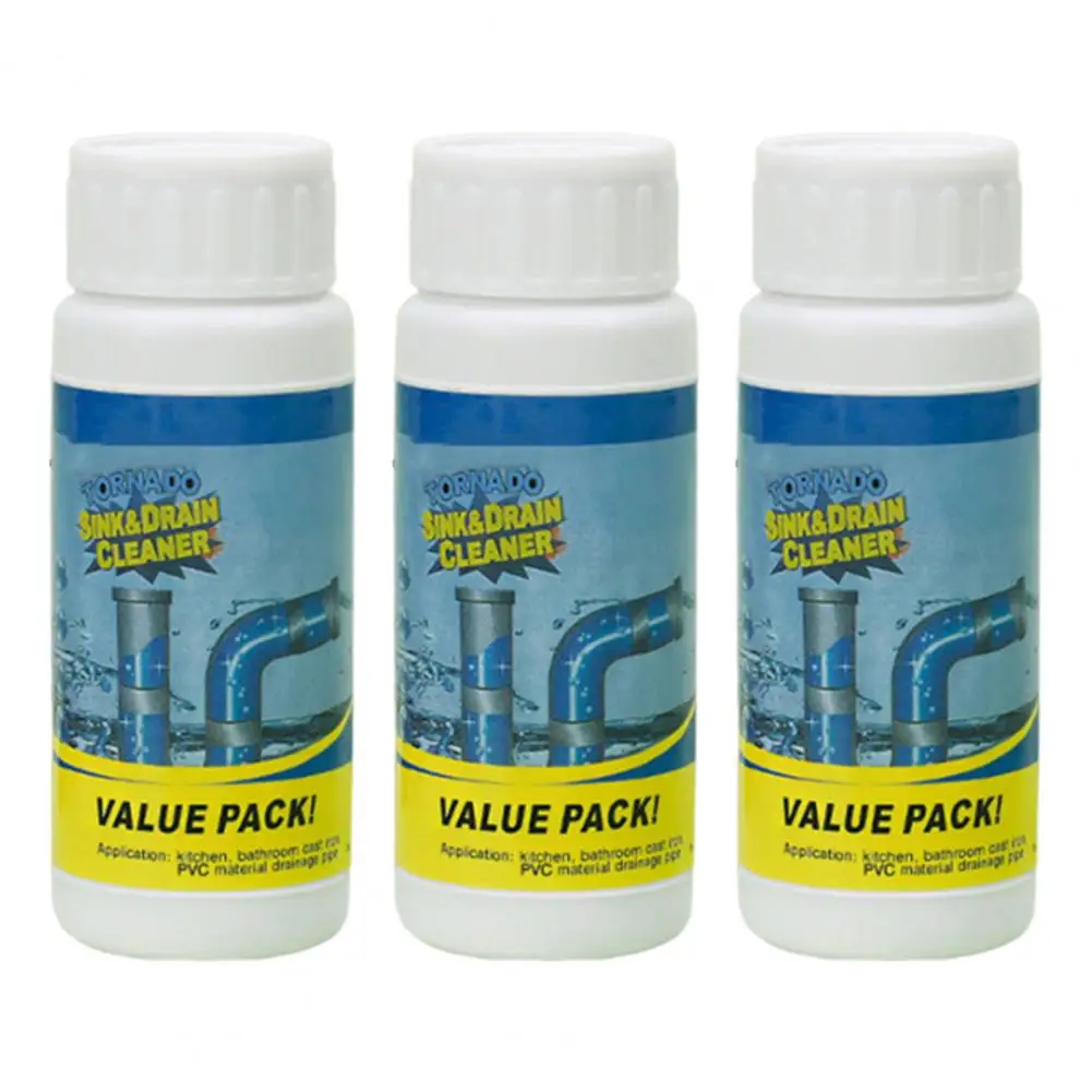 3PCS Sewer Tool Powerful Pipe Unclogger Drain Cleaner Powder for Kitchen Sinks Washbasins Toilets Safe Sink Unblocker Fast