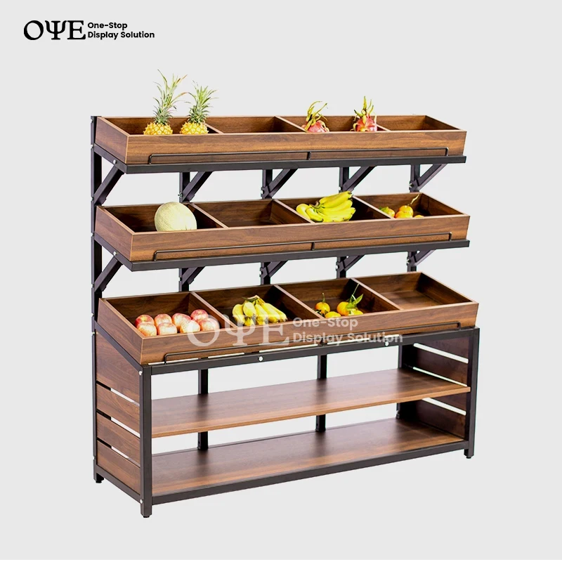 custom.Modern Factory Price Supermarket Vegetable and Fruit Shelf Metal Fruit Display Stand Rack Vegetable Shelves Shop