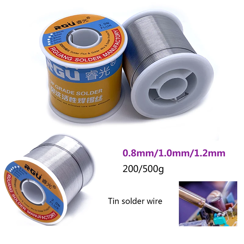 

200/500g 0.3/0.5/0.8/1/1.2mm FLUX 2.0% 45FT Tin Lead Tin Wire Melt Rosin Core Solder Soldering Wire Roll No-clean Tin BGA Weldin