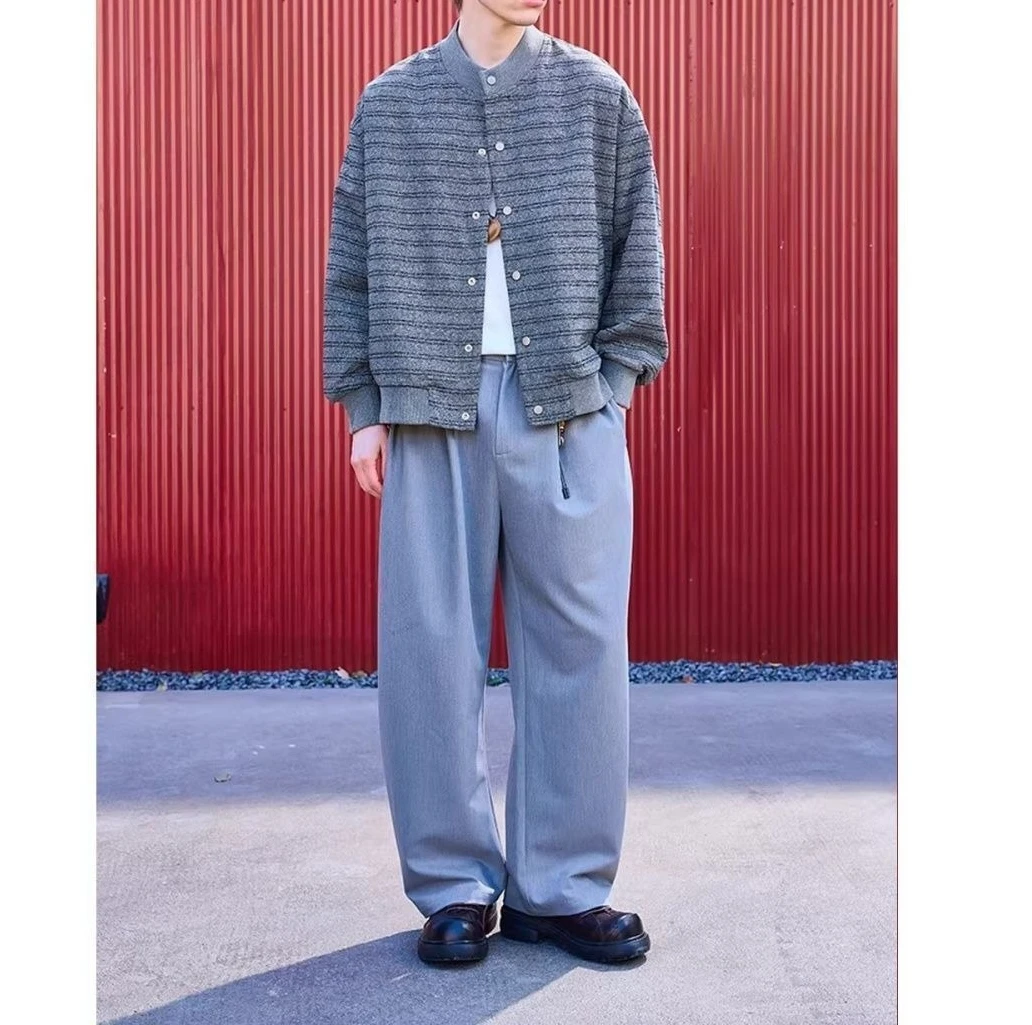 Simple New Striped Baseball Collar Jacket 2026 Men's Spring and Autumn Casual Men's Knitted Cardigan Top