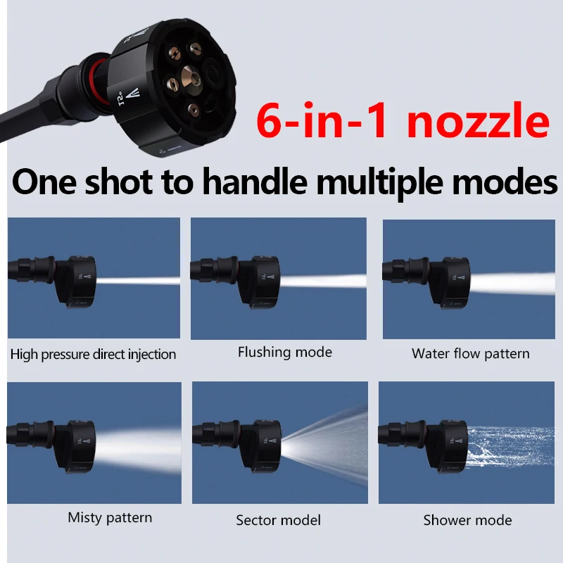 6 IN 1 Car Wash Gun Washer Spray Nozzle High Pressure Cleaner for Auto Home Garden Cleaning Water Gun Car Washing Machine