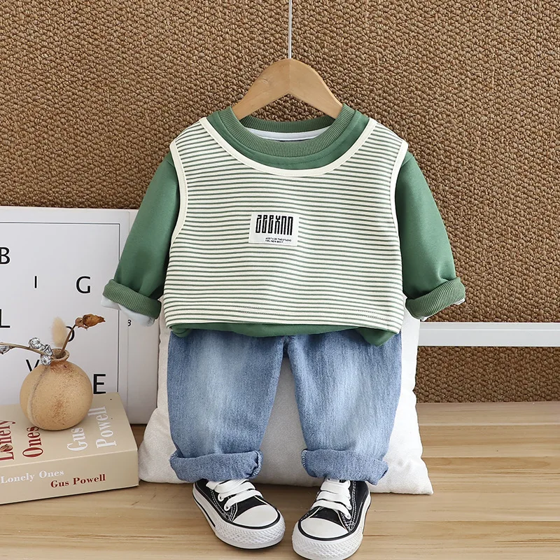 

Toddler Boys Fall Outfits 2024 Autumn Baby Boy Clothes 1 to 5 Year Casual Long Sleeve T-shirts and Pants for Kids Girls Suit Set