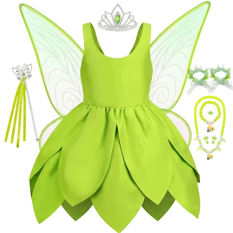 Disfraz de Campanita de CHIOS, Vestido de Princesa Hada Verde, Disfraz de Campanita para Fiesta de Cumpleaños, Halloween, Cosplay, Atuendos de Espíritu CHIOS
