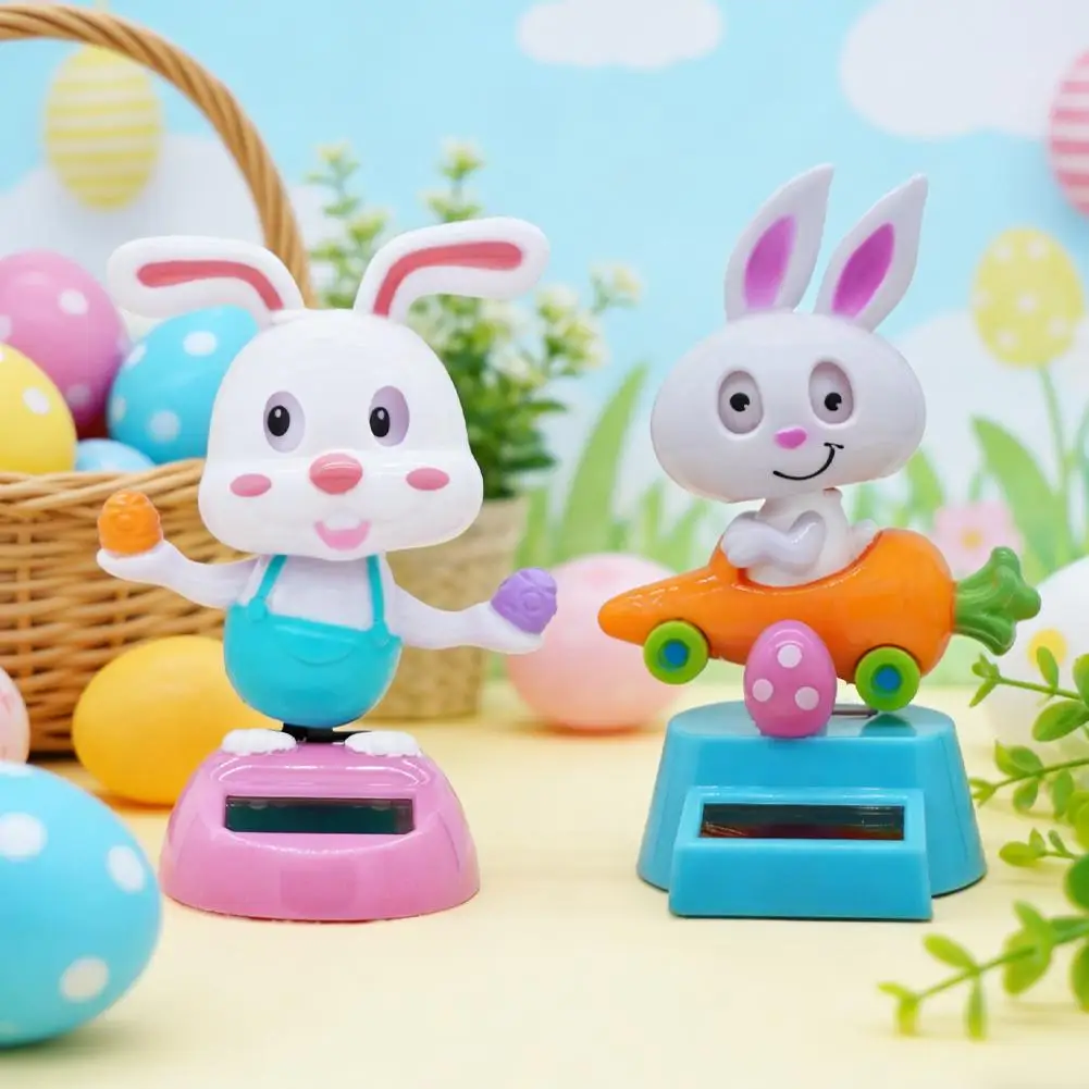 Juguetes de Conejito Bailarín con Energía Solar, Huevos de Conejito, Adornos para Coche, Conejito Bailarín con Cabeza Móvil, Regalos de Conejito con Muñeca, Huevos de Conejito de Pascua Q9B8
