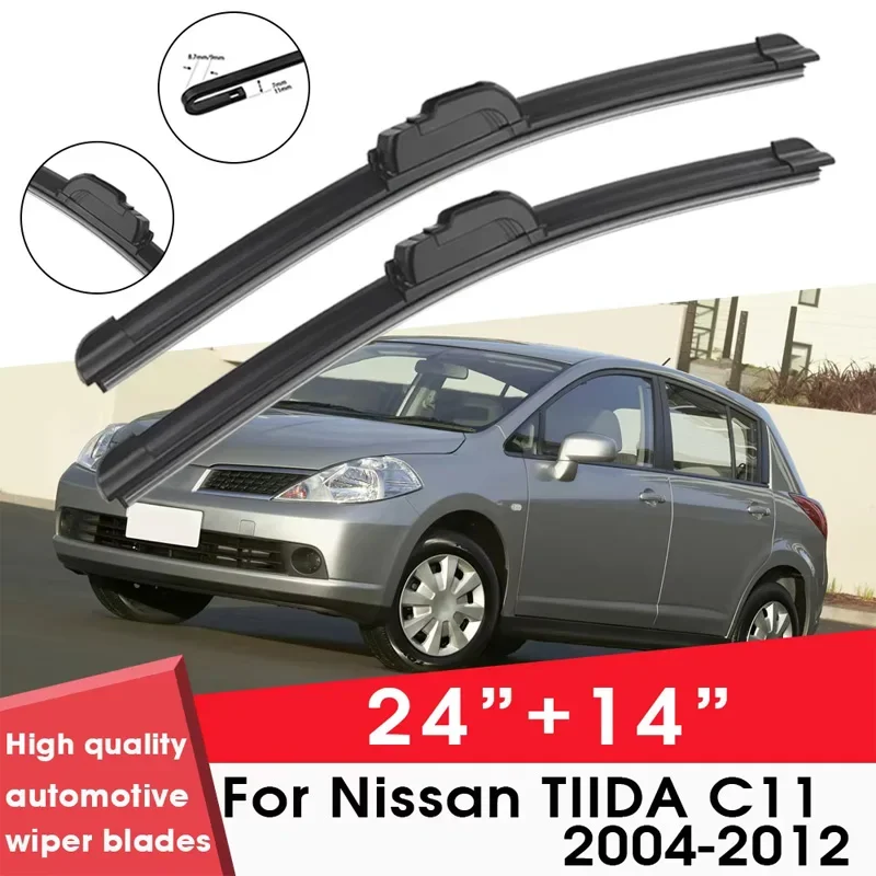 

Car Wiper Blade Blades For Nissan TIIDA C11 2004-2012 24"+14" Windshield Windscreen Clean Rubber Silicon Cars Wipers Accessories