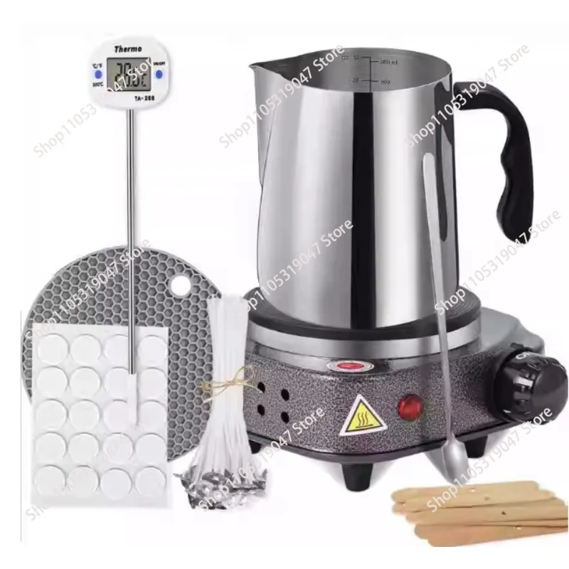 Full Candle Making Set: Hot Plate, Melting Pot, Electric Stove, Wax Pot, Thermometer and Heat Resistant Silicone Mat Included
