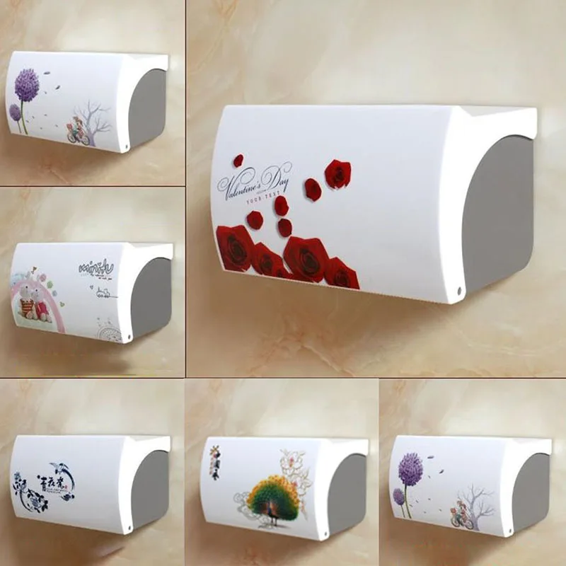Punching Free Toilet Roll Paper Holders Tissue Box Storage Rack Plastic Home Bathroom Flip Cover Paper Towel Box Tissue Shelf