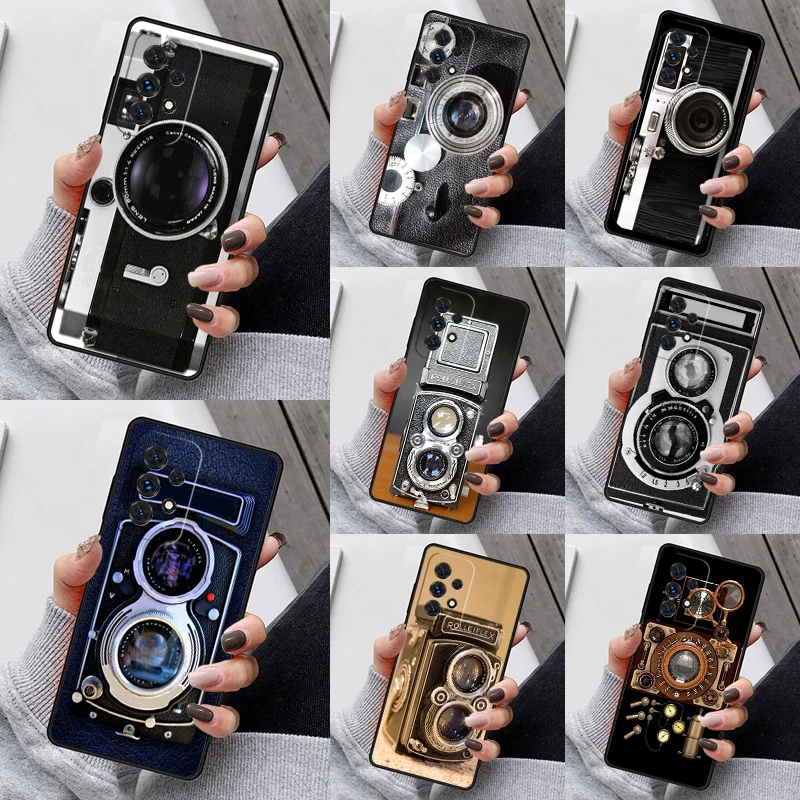 Retro Camera Vintage Phone Case For Samsung Galaxy S23 S21 S20 FE S24 S22 Ultra Note20 S10 S9 S8 Plus A40 A52 A12 A13 A53