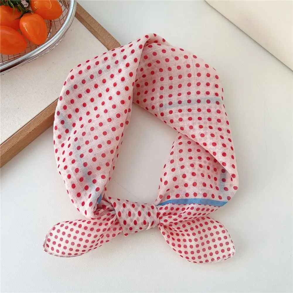 Fashion Cloth Headband Polka Dot Fresh Floral Small Square Scarf Pastoral Style Scarves Women