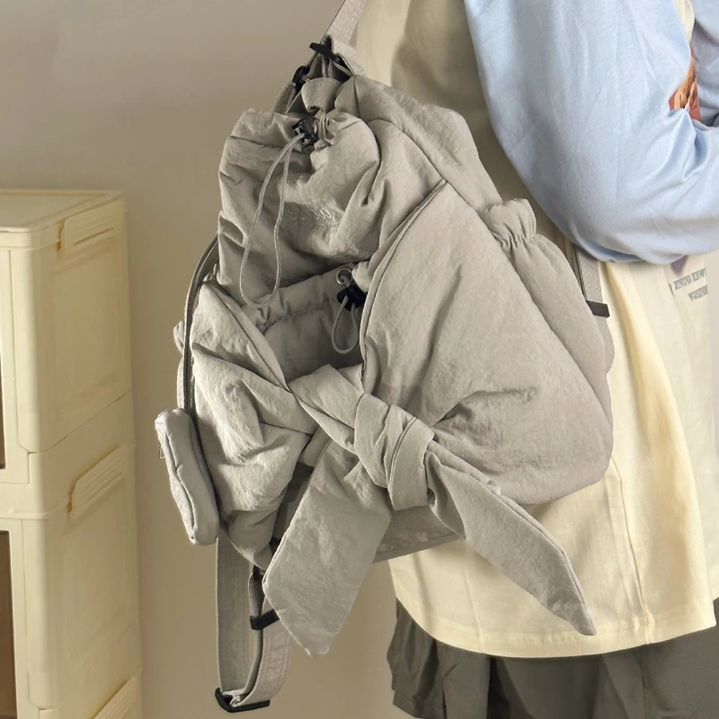 Mochila de maternidad para mamá para mujer, bolso de hombro Simple con lazo de gran capacidad, mochila informal de Color sólido, bolso para exteriores para mujer