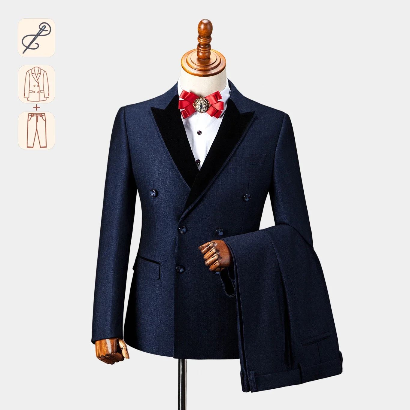 

Original Design Navy Blue Two-Piece Suits For Men For Formal Occasions,Weddings Elegant Blazers Evening Dress(Customized Size)