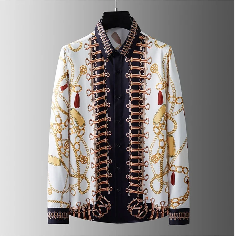 Men's Simple Fashion Plant Natural 3D Printed Shirt Long Sleeve Lapel Slim Men's Shirt Business Casual Outdoor Street Clothing