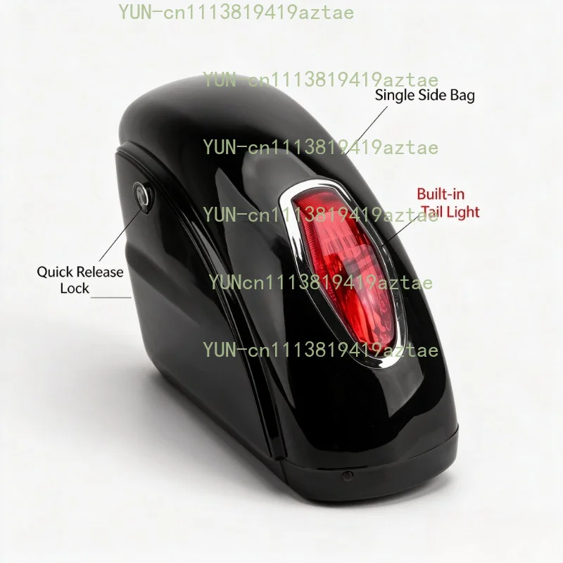 Motorcycle Accessories Small Black Side Luggage Boxes With LED Decor Light Durable Side Saddlebags Storage Bags