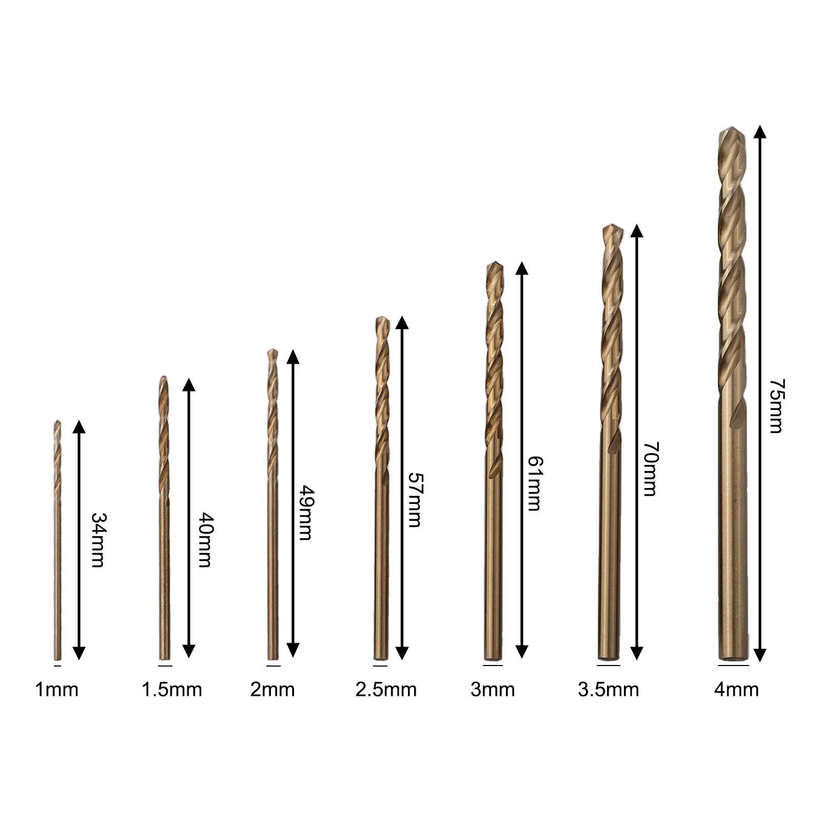 14 pçs hss m35 cobalto broca 1-4mm para cortador de buraco de madeira de aço inoxidável haste redonda broca ferramenta de perfuração de metal