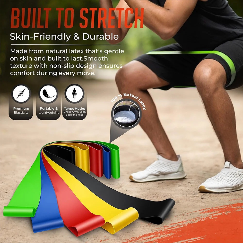 Set de 5 bandas elásticas de resistencia para fitness y yoga