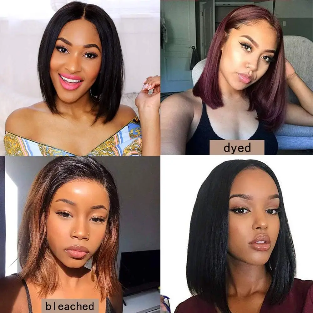 Short Straight Bob Wig Human Hair Glueless U Part Wigs Natural Color Full Head Clip in Half Wig For Women Brazilian Human Hair