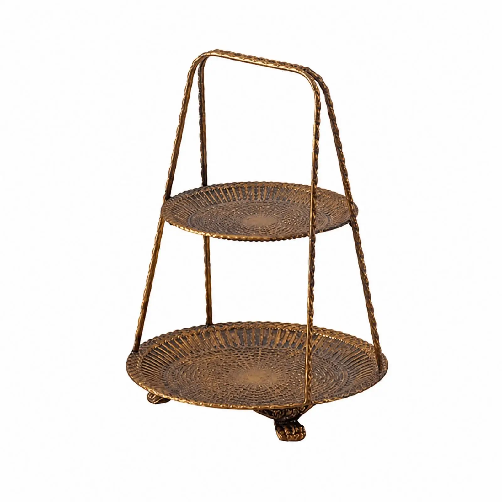 Metal Bird Feeder Two Tier Tray on Stand for Patio Garden Courtyard Attract Feathered Visitors