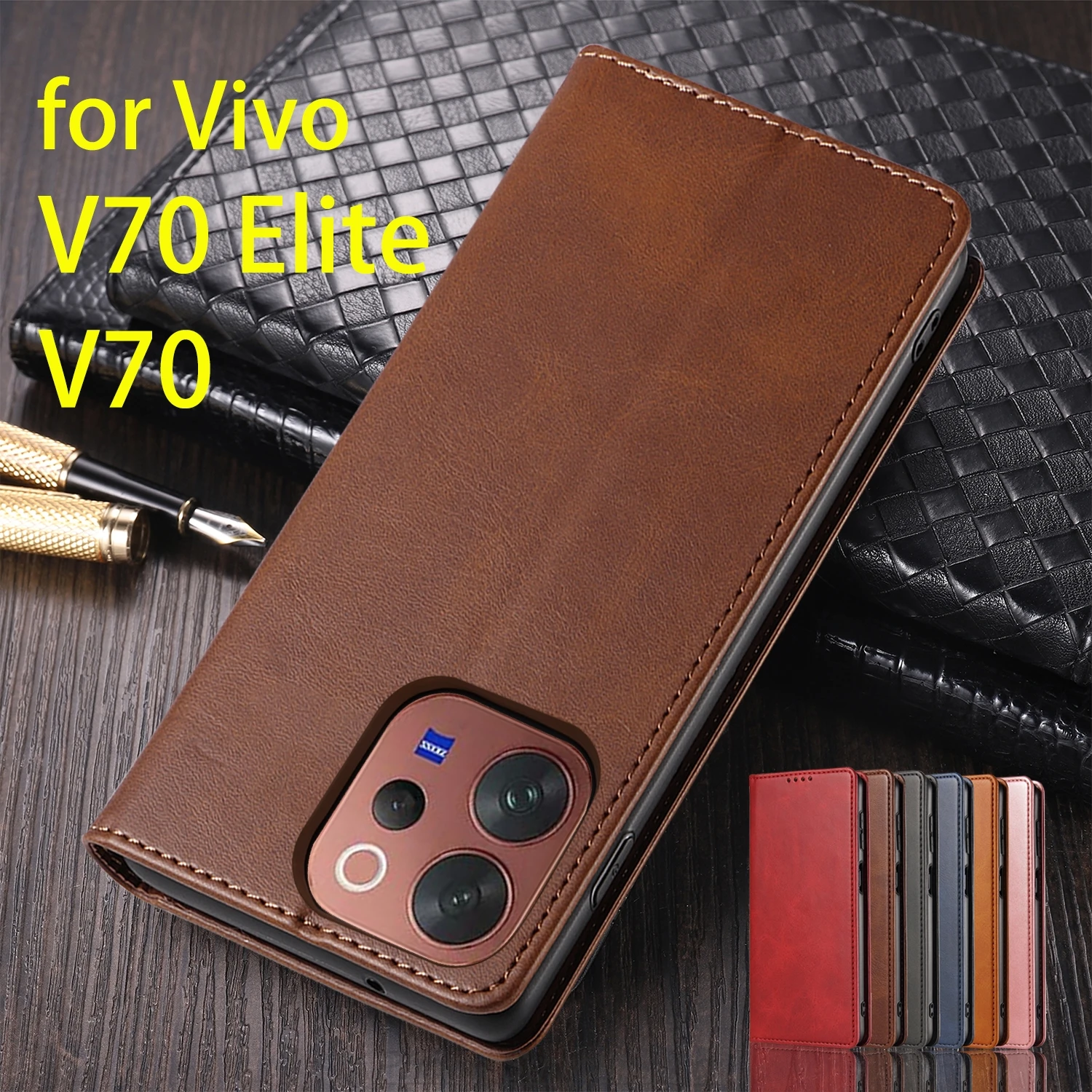 

Leather Case for Vivo V70 / Vivo V70 Elite Flip Case Card Holder Holster Magnetic Attraction Cover Wallet Case Capa Fundas Coque