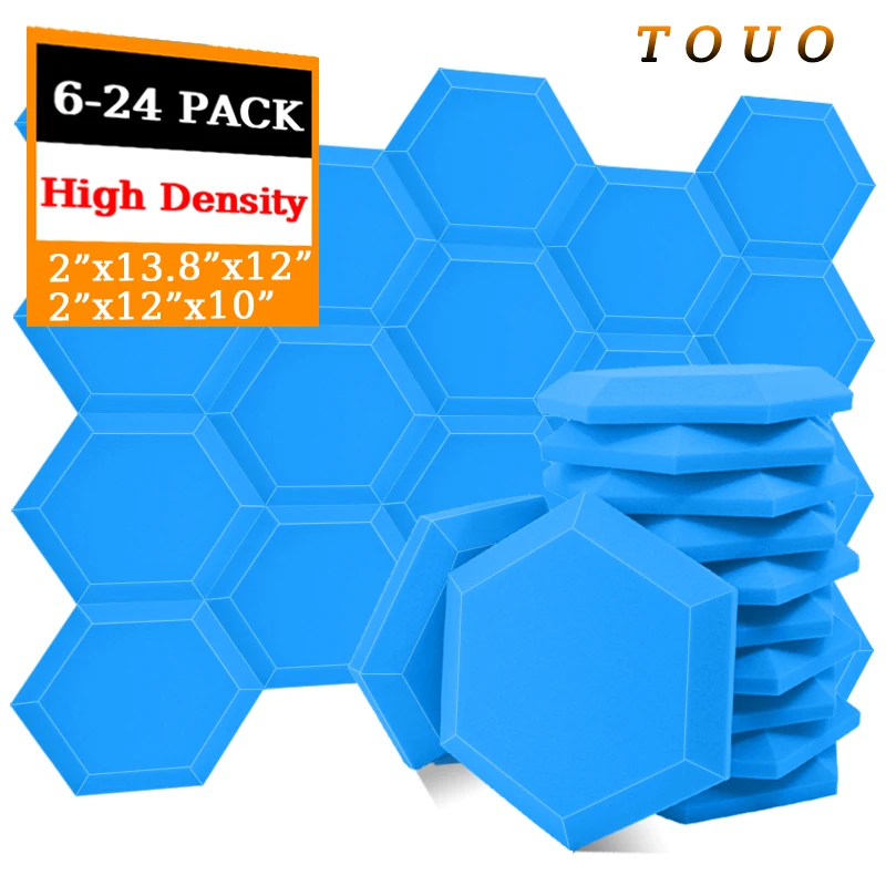 

TOUO 6/12/24 Pcs Hexagon Acoustic Foam Panels Studio Acoustic Treatment High Density Sound Absorbing Material Wall Soundproofing