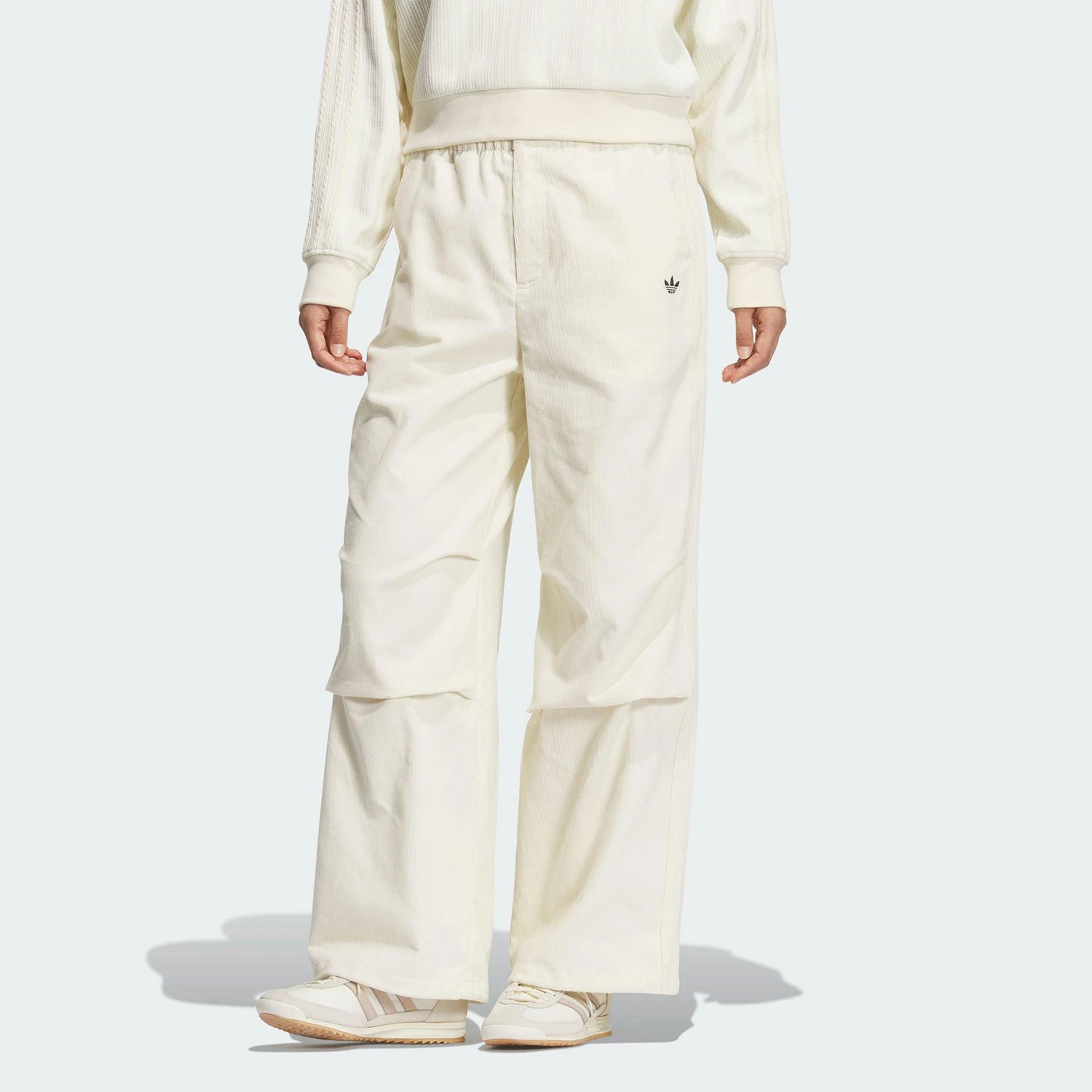 Adidas Originals Three Leaves Women's Loose Fit Corduroy Pleated Casual Sports Pants KS5958