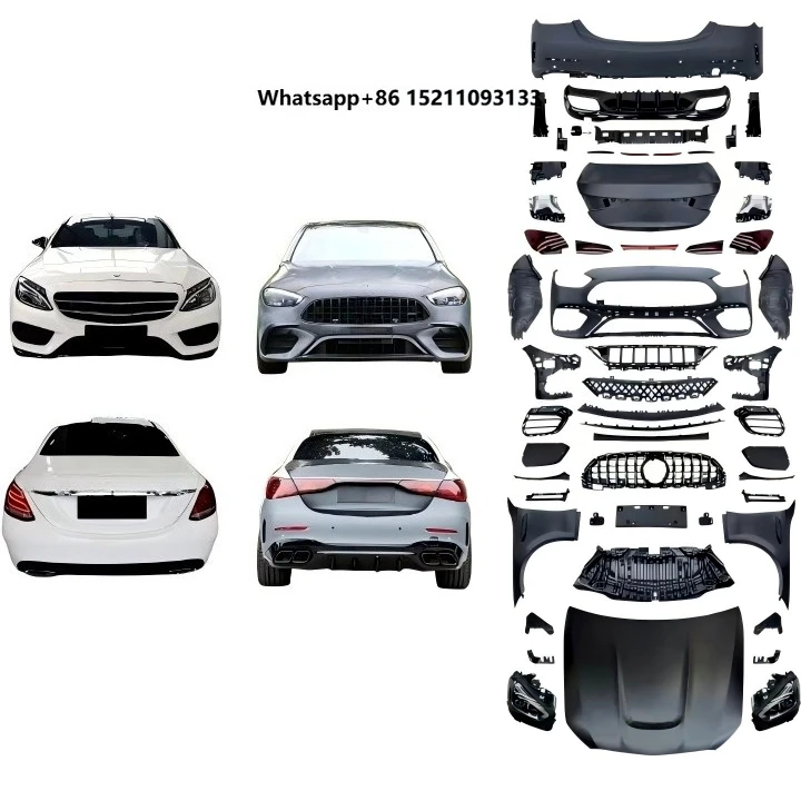New C-Class W205 2015-2021 Bumper Body Kit Bolt-On Universal Fitment for C63 AMG Upgrade