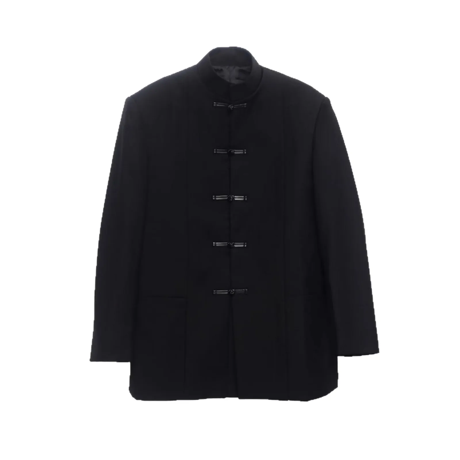 

New Chinese Sle Button up Stand Collar Casual Suit Jaet for Men Thi Polyester Nylon Cosite Fiber Teenager Size