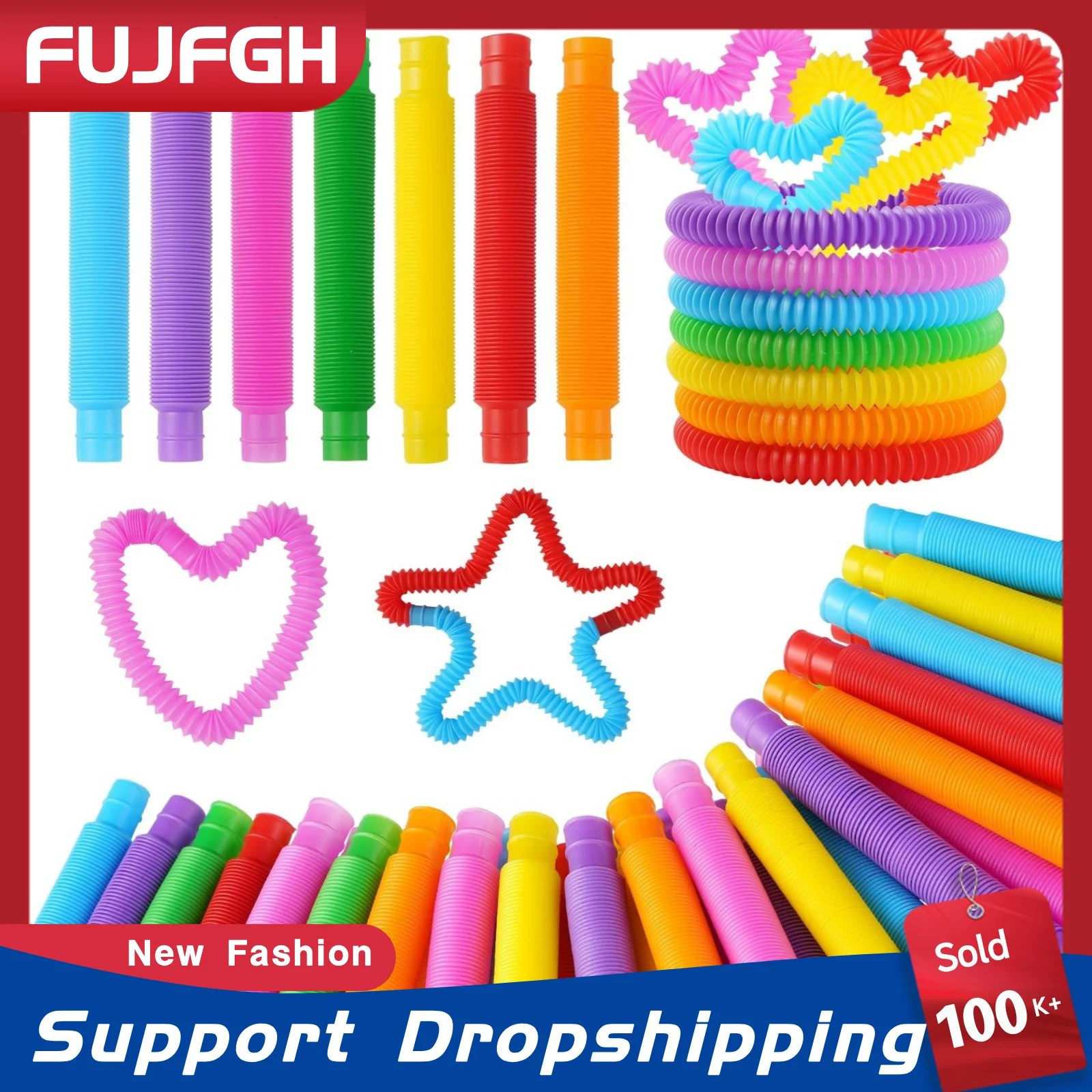 8 pcs/pack Pop Tubes Colorful Telescopic Fidget Toys Sensory Toy for Stress Anxiety Relief for Children Adults Toys Gifts