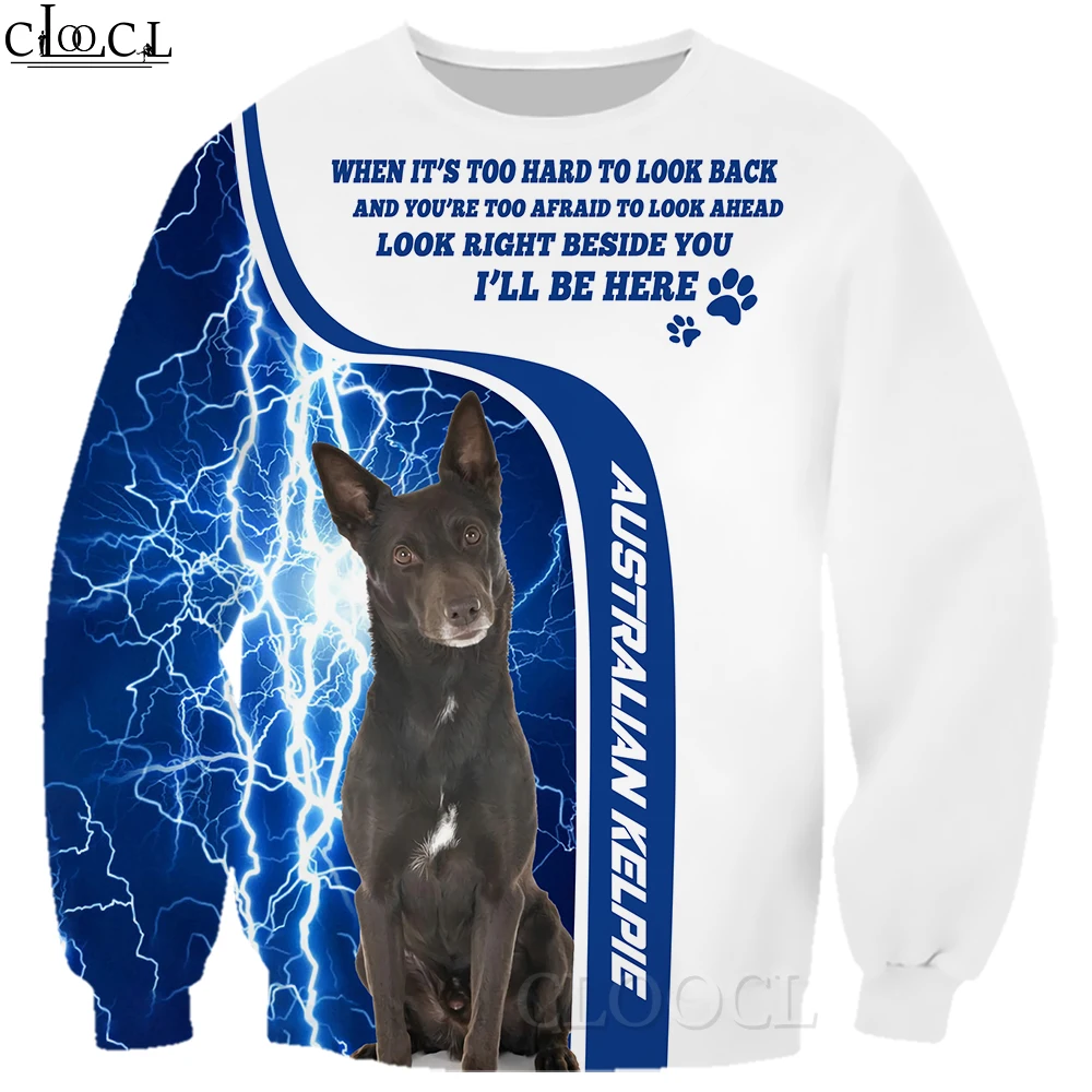 

HX Animal Dog Sweatshirts Australian Kelpie Thunder Storm 3D Printed Hoodie Zipper Coats Men Sportwear Boys Girls Streetwear