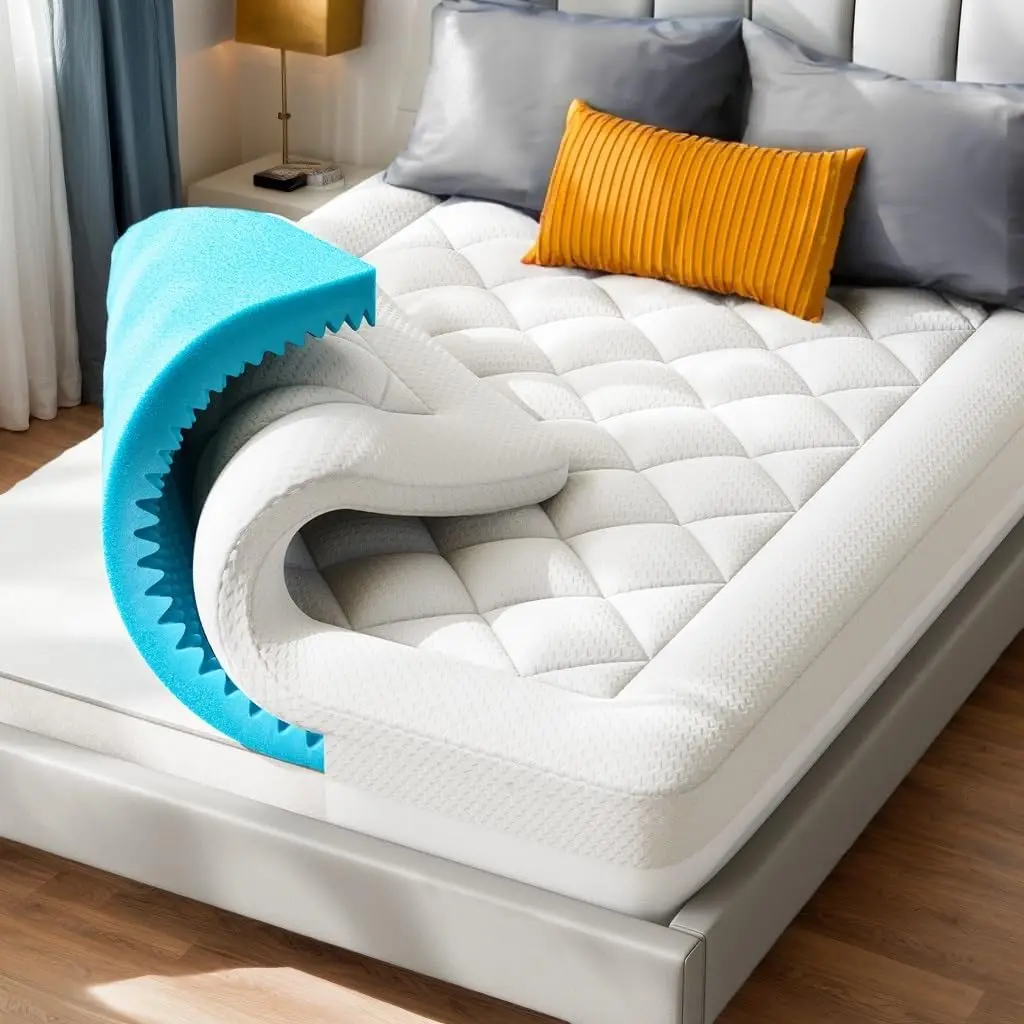 

King Size 4 Inch Mattress Topper 2.5 Inch Cooling Gel Memory Foam Plus 1.5 Inch Pillow Top for Pressure Relief