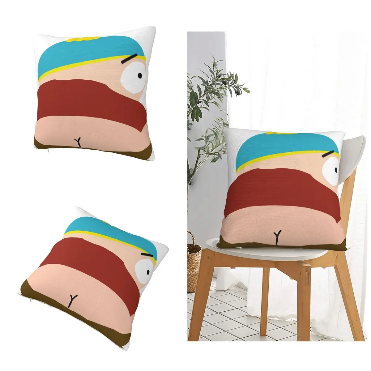 Eric Cartman Cartoon Kiss My Ass Pillow Case Cover Summer Living Room Cushions Cover Accessories For Home Decor Square Pillow