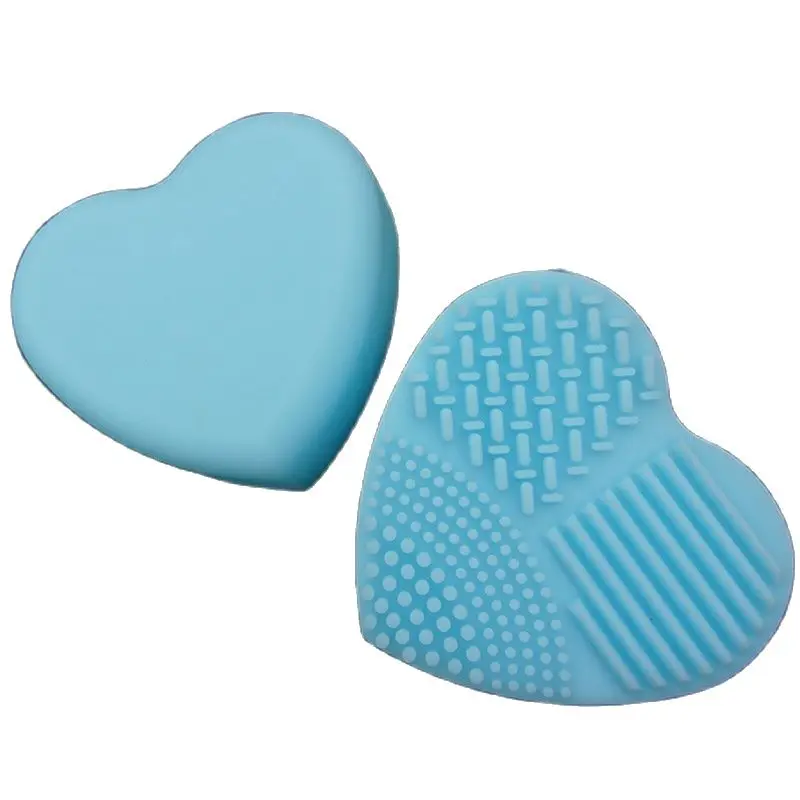 Heart Shape Makeup Brush Cleaner Glove Mat Silicone Cosmetic Brushes Cleaning Scrubber Board Brush Washing Pad, 5 Colors