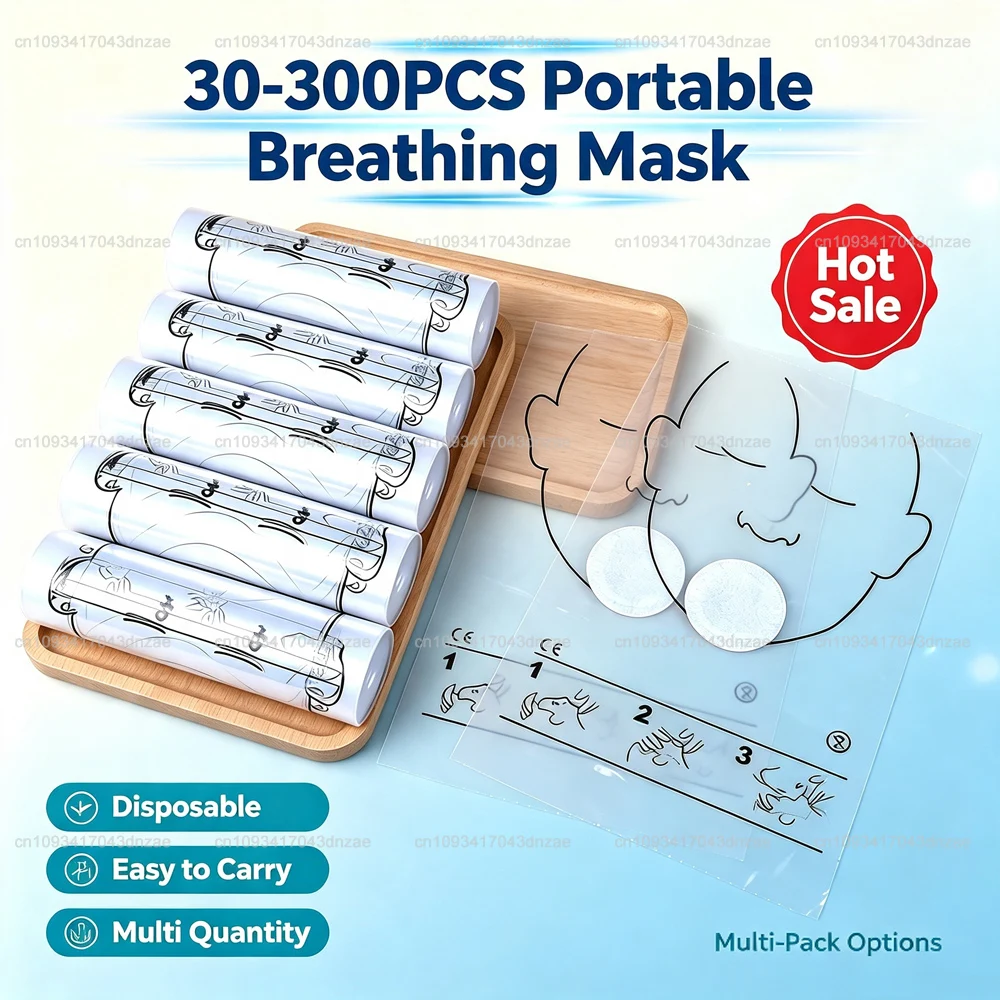 30-300Pcs Portable Breathing Mask Disposable CPR Training First Aid Resuscitator Mask CPR Face Shield Roll Rescue Kit Tool