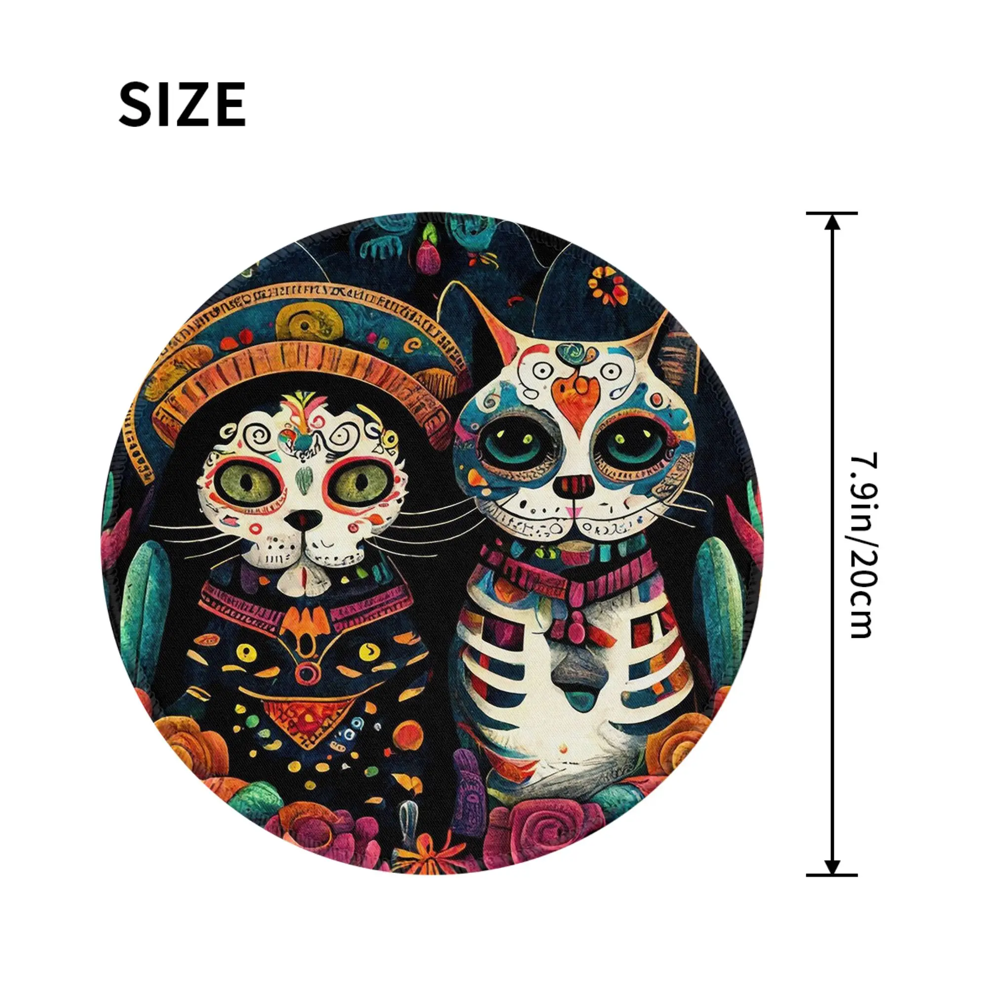 Day Of The Dead Kitten Cat Sugar Skull Dia de Los Muertos Mouse Pad Computer Keyboard Mouse Mat PC Laptop Desk Mat Table Mats