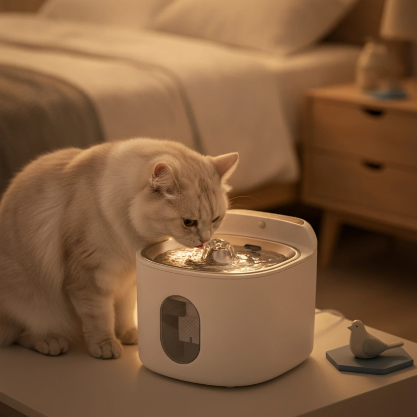 Cat Water Fountain Rechargeable Cordless Cat Water Fountain Multi-Filtration Phthalate-Free-Safe for Cats, Home, Indoor