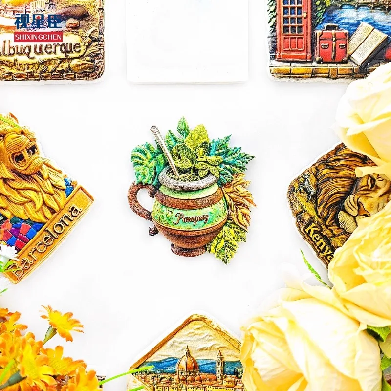 the Republic of Paraguay  Fridge Magnets Birthday Gifts Home Decoration Terere Fridge Stickers