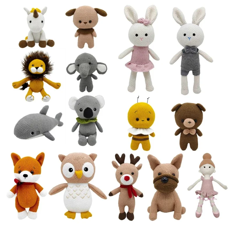 

Crochet Animals Plush Toys Stuffed Bunny Monkey Dolls Cotton Knitted Plushies Rabbit Cuddle Toys Kids Early Educational Peluche