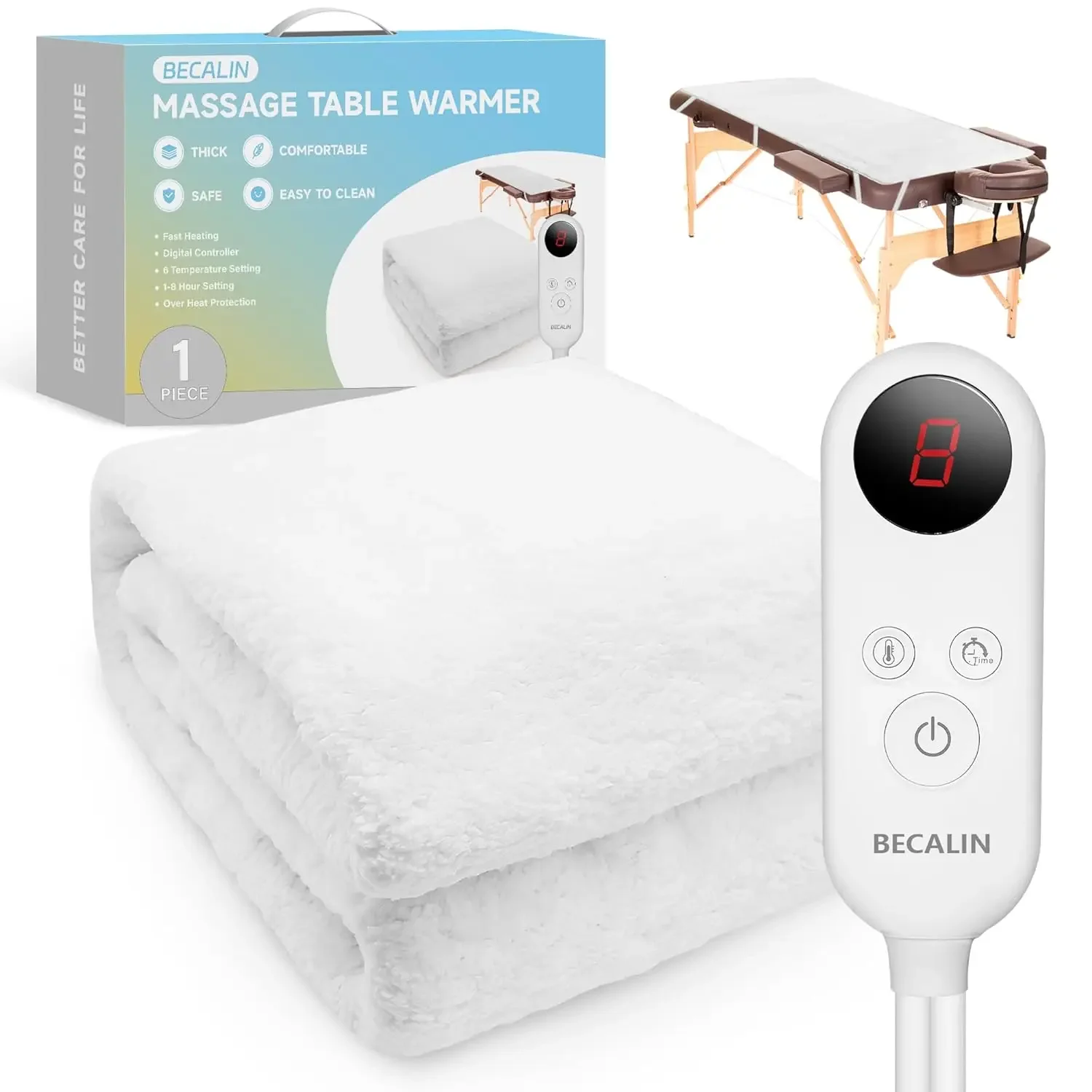 Table Warmer Heating Pad Professional SPA Massage Bed Warmer with 8 Timer & 6 Heat Settings & Overheat Protection for Ma