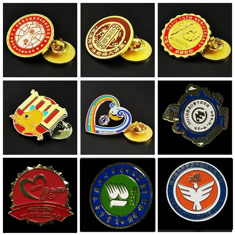 [MOQ 50pcs]Badges Customize Metal Soft/Hard Enamel Badge DIY Craft Hot Metal Brooches LOGO Made Anniversary Coin Lapel Pin Gift