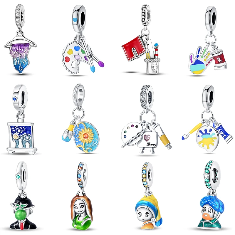 100 % 925 Silber Farbe Zeichenbrett Palette Kunst Inspiration Serie Charms Perlen Fit Pan Original Armbänder DIY Edlen Schmuck Geschenk