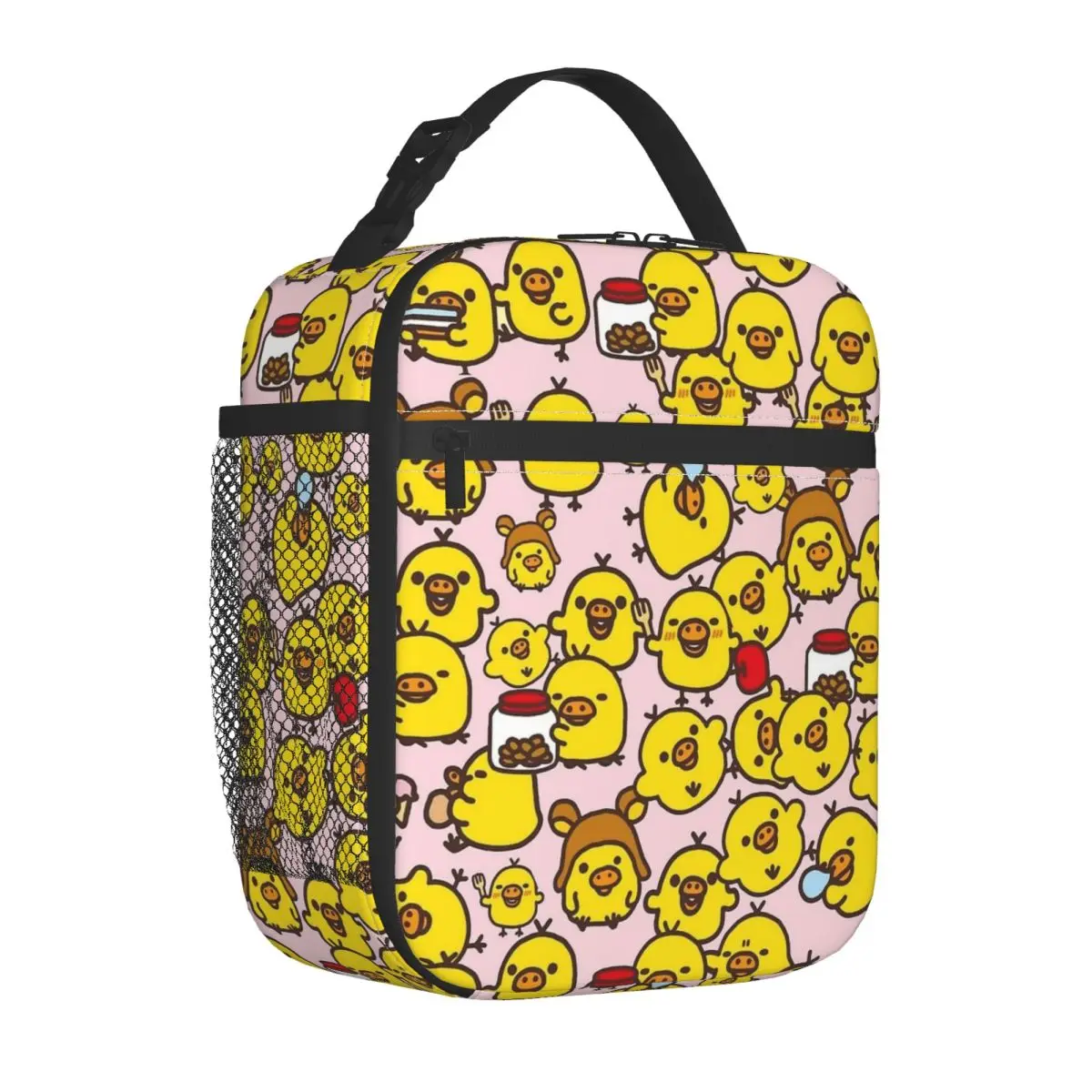 Cute Kiiroitori Pattern Insulated Lunch Bags Thermal Bag Meal Container Rilakkuma Large Tote Lunch Box Men Women College Picnic