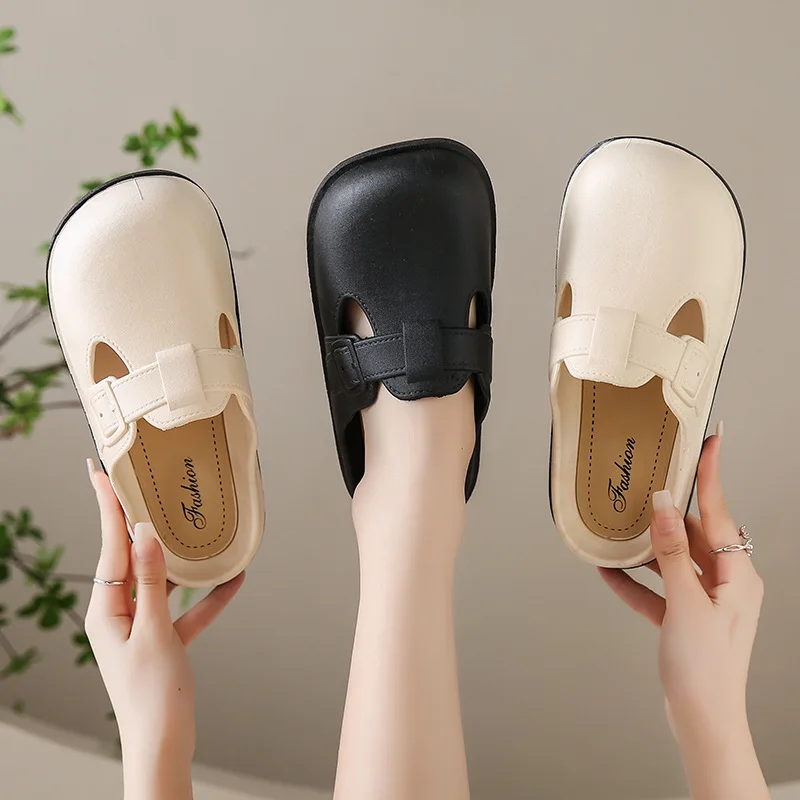 

Fanceey модные пляжные тапочки, летние уличные женские сандалии, ленивые сандалии на плоской подошве, садовая нескользящая новая повседневная обувь на толстой подошве