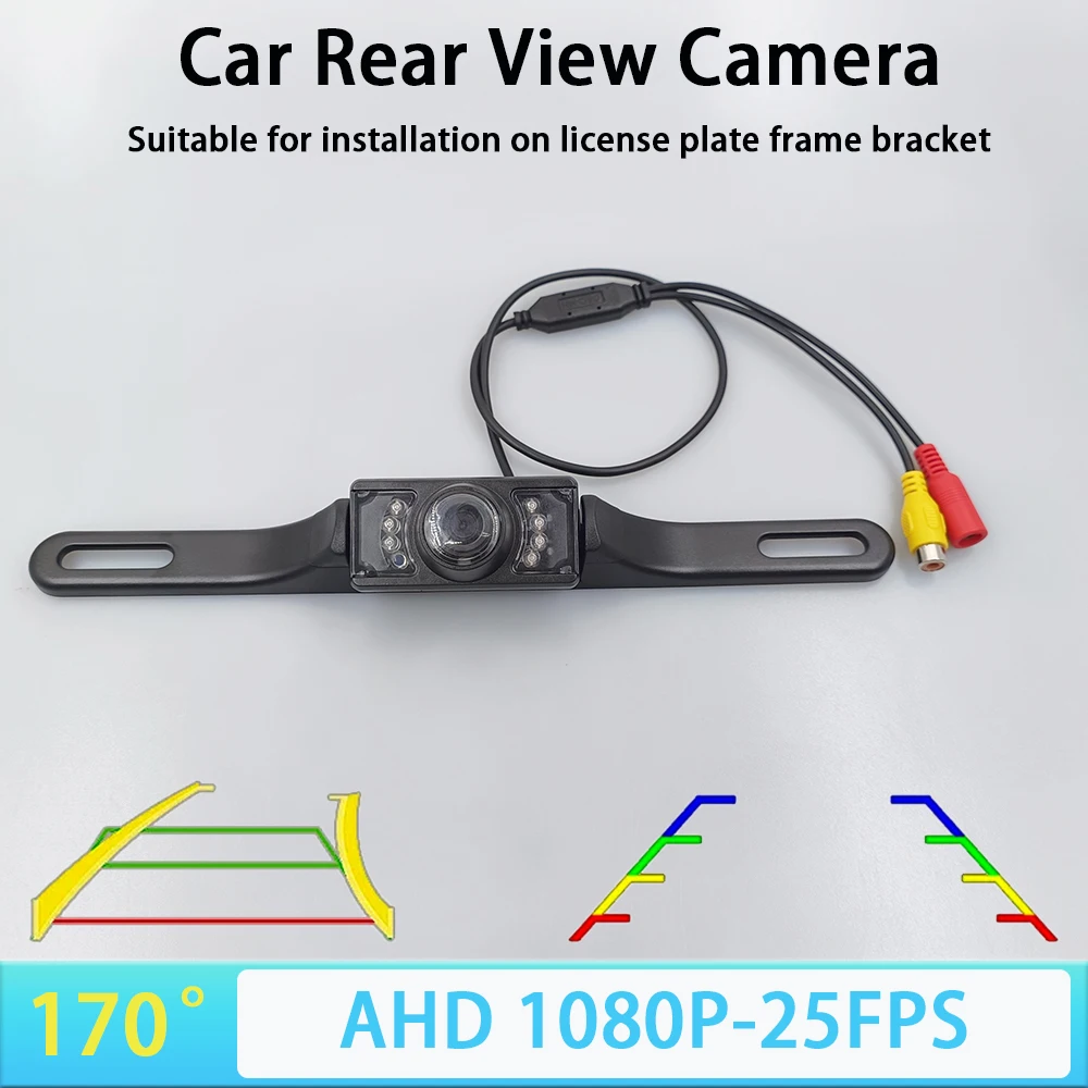 

AHD 1080P Автомобильная камера заднего вида HD с ночным видением, для номерного знака, водонепроницаемая IP68, с динамической траекторией/линейкой